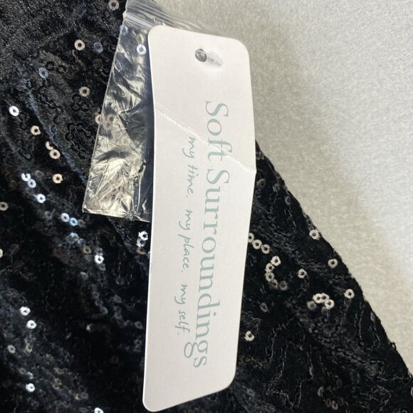 Soft Surroundings Eva Sequin Pants Womens Size Small Boot Cut Black Sparkle NWT - Picture 8 of 12